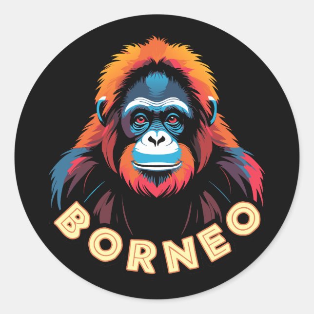 Orangutan Borneo Classic Round Sticker (Front)