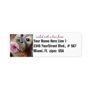 Orangutan Cute Kiss Return Address Label