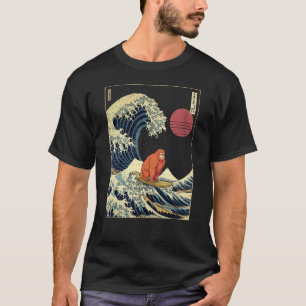 Orangutan Japanese Kanagawa Wave Funny Surf Animal T-Shirt