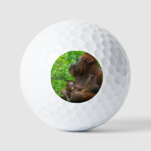 Orangutan Mother and Babies  Golf Balls