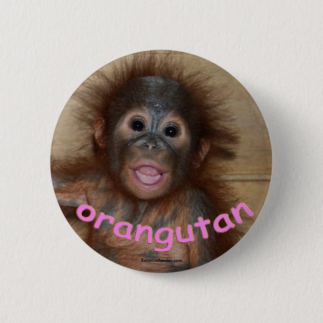 Orangutan Pink Lips 6 Cm Round Badge (Front)
