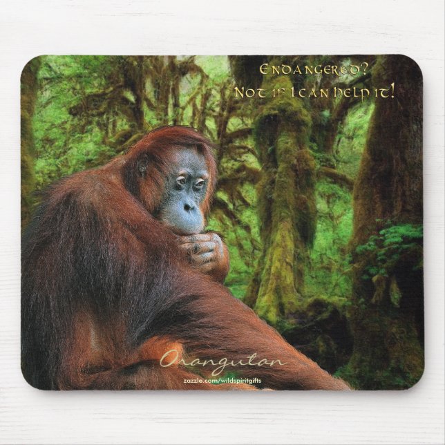 Orangutan & Rainforest Wildlife-support Mousepad (Front)