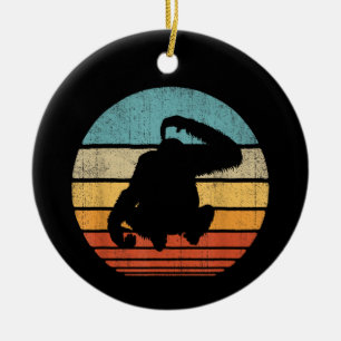 Orangutan Retro Vintage Sunset Mammal Animal Ceramic Ornament