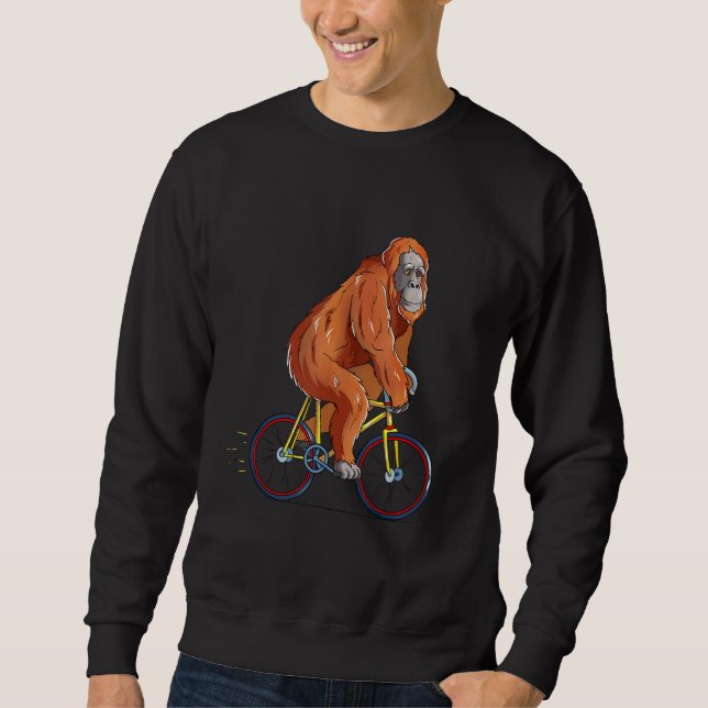 Orangutan Riding Bicycle Cute Biker Cyclist Sweatshirt (Front)