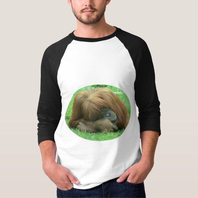 Orangutan Snoozing Men's Baseball Shirt (Front)