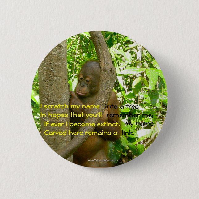 Orangutan Tribute 6 Cm Round Badge (Front)