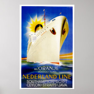 Oranje ~ Nederland Line Poster