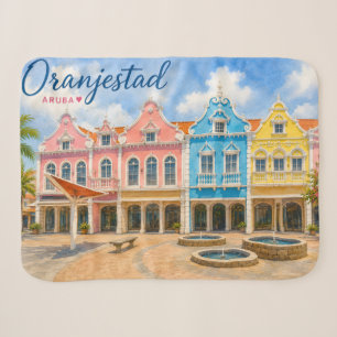 Oranjestad Aruba Caribbean Island Travel Souvenir Sherpa Blanket