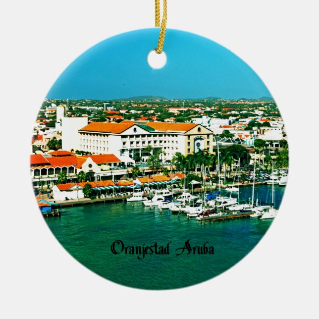 Oranjestad Aruba Ceramic Ornament (Front)
