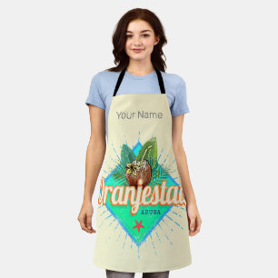 Oranjestad Aruba Retro Vintage Caribbean Souvenir Apron