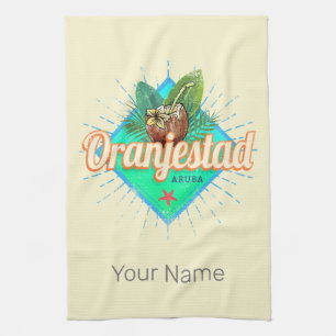 Oranjestad Aruba Retro Vintage Caribbean Souvenir Tea Towel