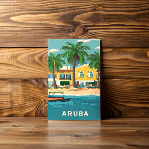 Oranjestad, Aruba Watercolor Painting Postcard