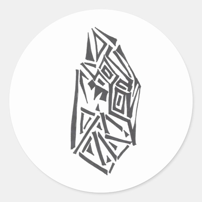 Orb Black White Abstract Tribal Tattoo Art Classic Round Sticker (Front)