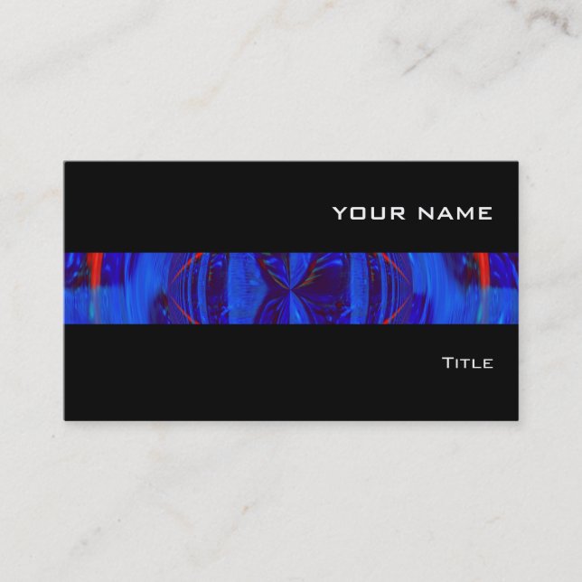 Orb Dark Blue stripe business card black (Front)