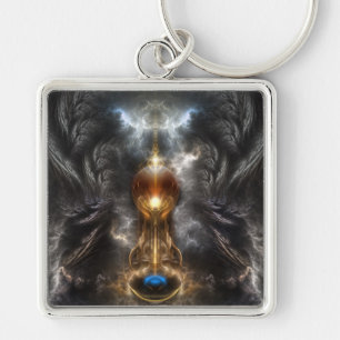 Orb Of Light Fractal Art Keychain