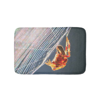 Orb Spider on Web  Bath Mat