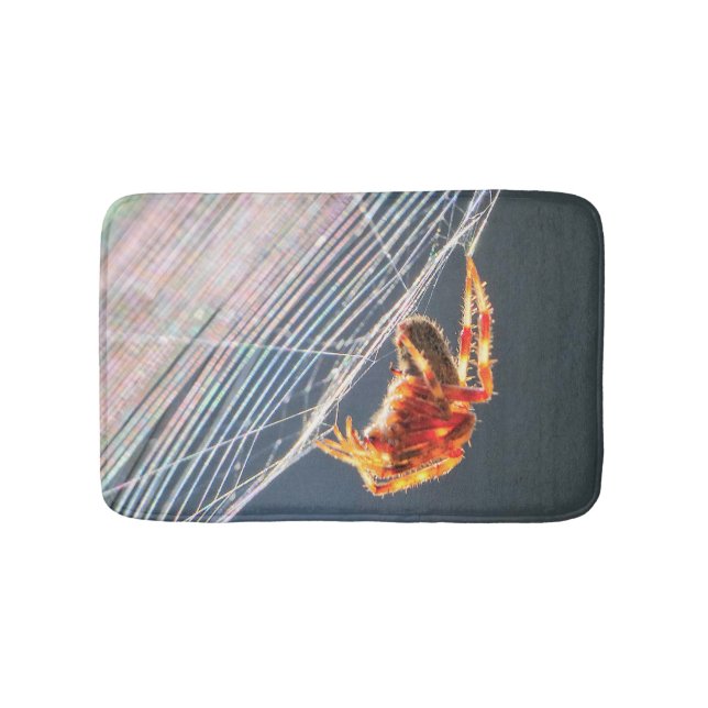Orb Spider on Web  Bath Mat (Front)