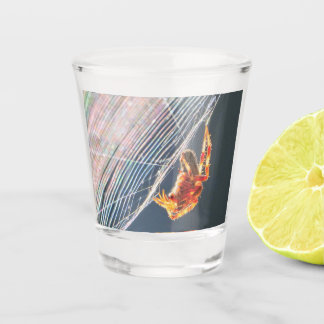 Orb Spider on Web  Shot Glass
