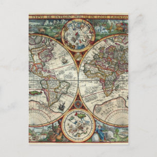 Orbis Terrarum 1594 - Famous World Map Postcard