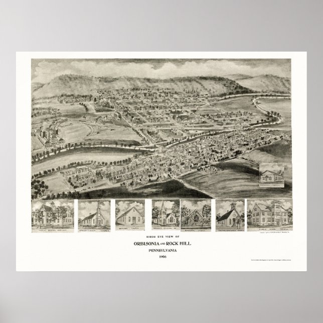 Orbisonia & Rock Hill, PA Panoramic Map - 1906 Poster (Front)