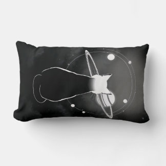 Orbiting Cosmic Cat Pillow — Minimalist Design