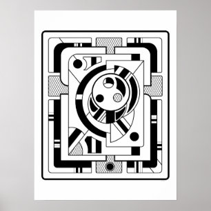 Orbitron Minimal -Abstract Geometric Line Art Poster
