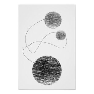 Orbs Abstract Art Affinity Black and White Sketch Poster