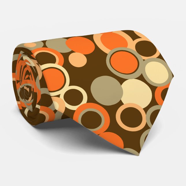 Orbs Polka Dot Abstract Brown Two-sided Tie (Rolled)
