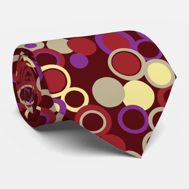 Orbs Polka Dot Burgundy Two-sided Printed Tie (Rolled)