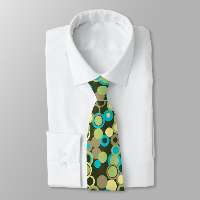Orbs Polka Dot Green Two-sided Printed Tie (Tied)
