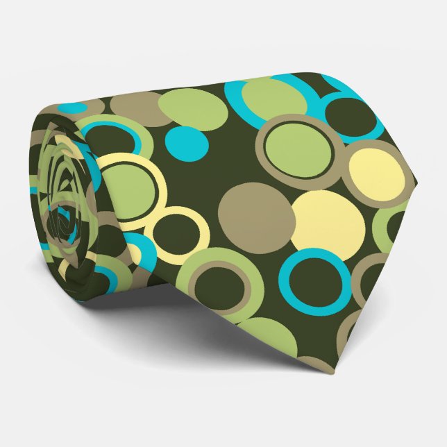 Orbs Polka Dot Green Two-sided Printed Tie (Rolled)