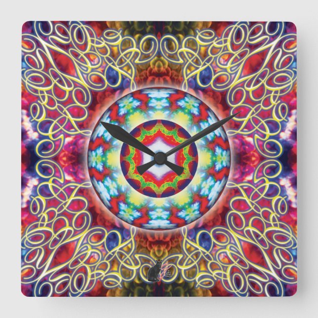 Orbz Kaleid Square Wall Clock (Front)