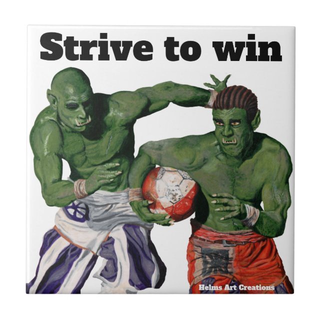Orc Gladiator Football Fantasy Art Decorative Tile (Front)