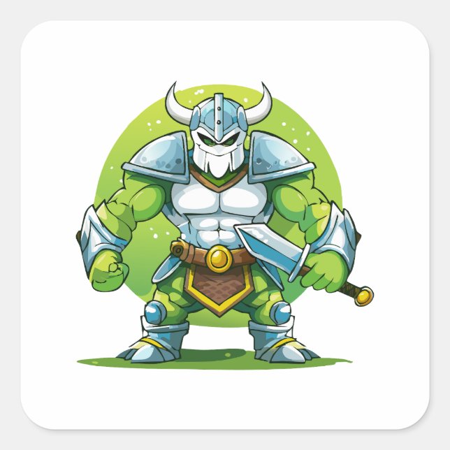 orc warrior square sticker (Front)