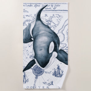 Orca Ancient Blue Beach Towel
