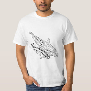 Orca And Baby Adult Colouring Shirt