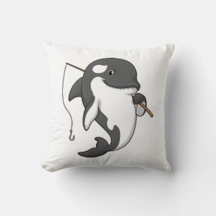 Orca as Fisher with Fishing rod Cushion