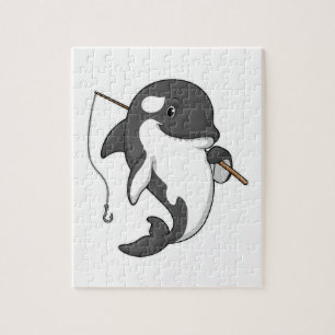 Orca as Fisher with Fishing rod Jigsaw Puzzle