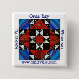 Orca Bay Mystery button, Quiltville 15 Cm Square Badge