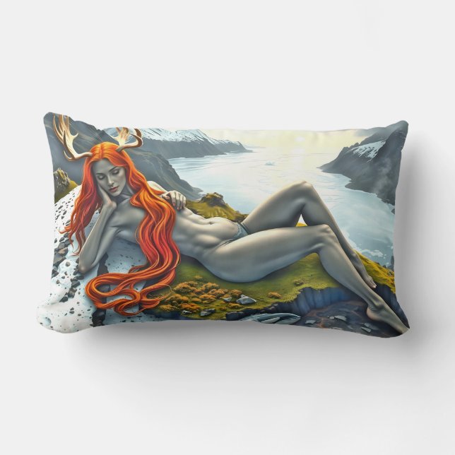 Orca Beneath the Goddess Lumbar Cushion (Front)