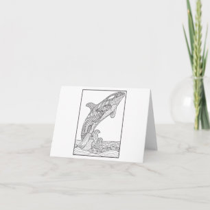 Orca Black and White Greeting Card