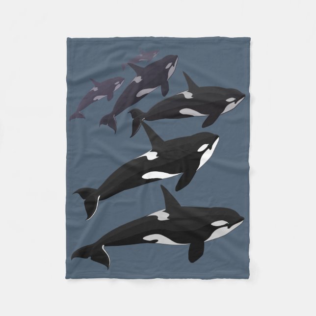 Orca Blanket Cool Killer Whale Art Fleece Blanket (Front)