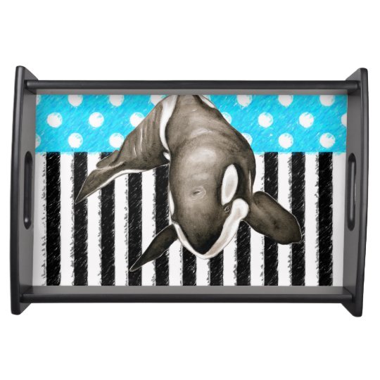 Orca Blue Polka Dot Serving Tray