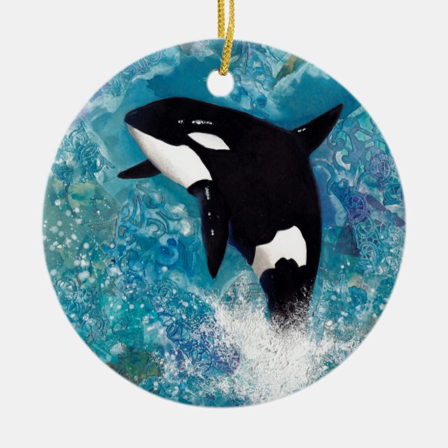 Orca Ceramic Tree Decoration (Front)