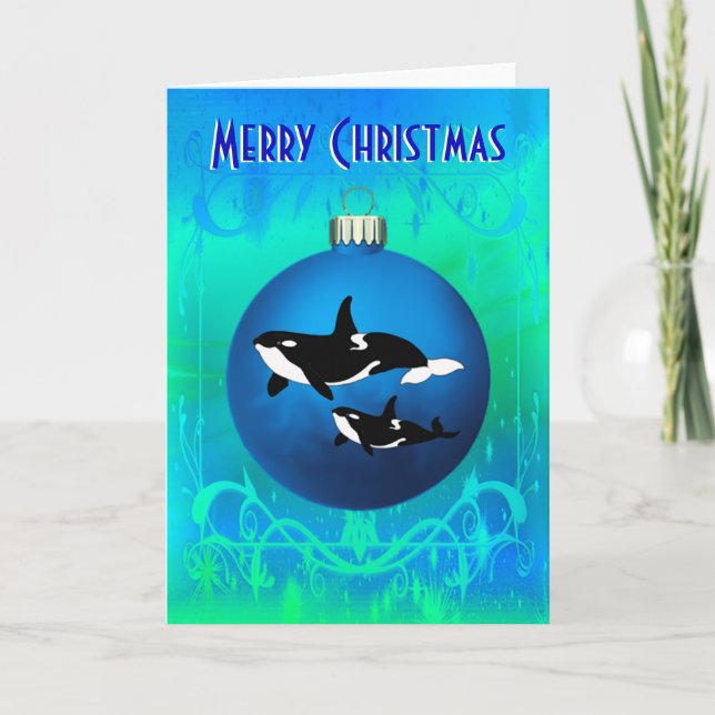 Orca Christmas - 7" x 5" Card (Front)