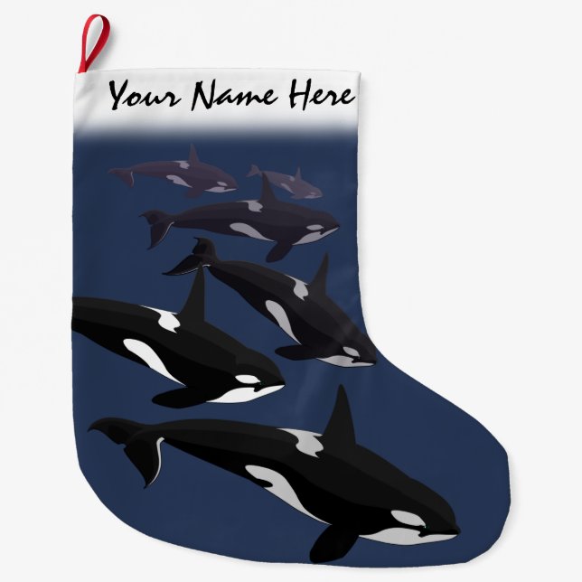 Orca Christmas Stocking Personalised Killer Whale (Front)