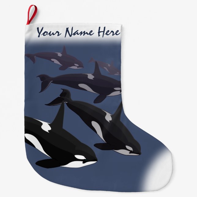 Orca Christmas Stocking Personalised Killer Whale (Front)