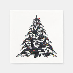 Orca Christmas Tree for Ocean and Marine Life Love Napkin