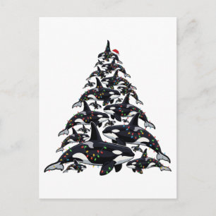 Orca Christmas Tree for Ocean and Marine Life Love Postcard