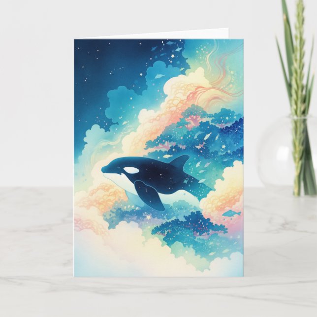 Orca Dancing in the Waves Card (Front)